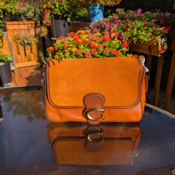 NWT Coach Tabby Crossbody in Brown Leather and Orange Suede with Gold Hardware - Picture 1 of 16